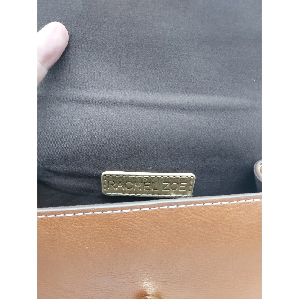 Rachel Zoe Cognac Leather Crossbody with White Contrast Stitching - Picture 4 of 5